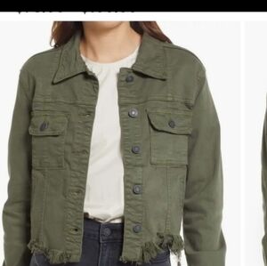 Hidden L.A. raw hem Olive Green Distressed Women's Jacket